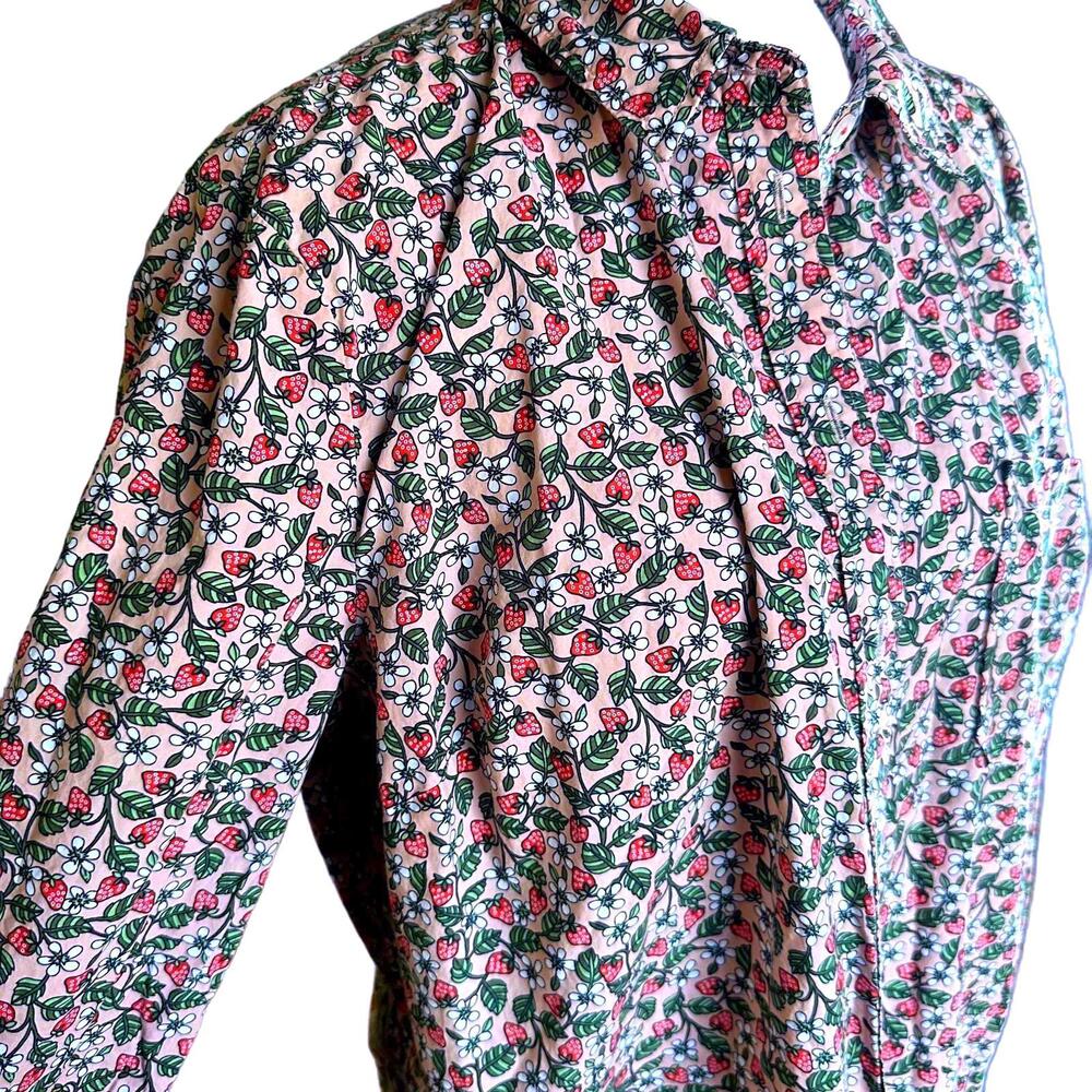 Boden Pink Strawberry Floral Button-Down Shirt